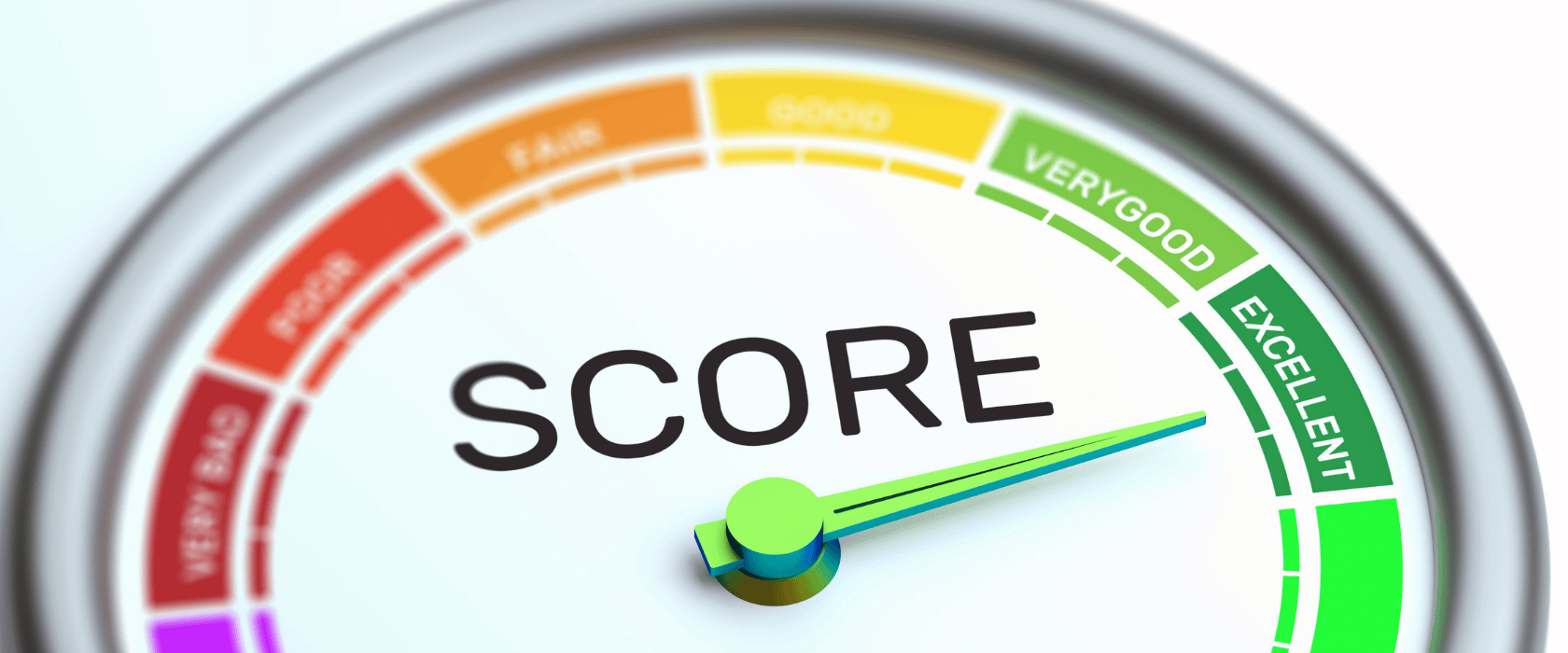 Credit score image with a pointer towards the word excellent.